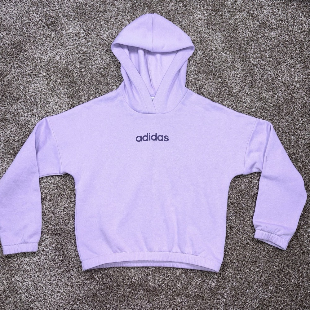 Adidas Cropped Sweatshirt Youth Medium Purple Hoodie NWT